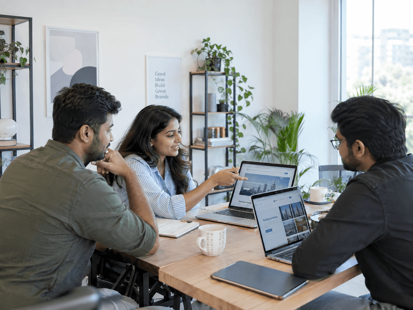 Digital agency team discussing client websites